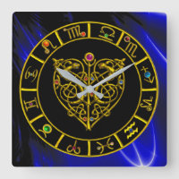 ZODIACAL SIGNS IN BLUE,GOLD ASTRAL HEART Astrology