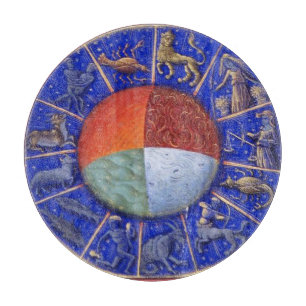 ZODIACAL SIGNS WITH FOUR ELEMENTS  CUTTING BOARD