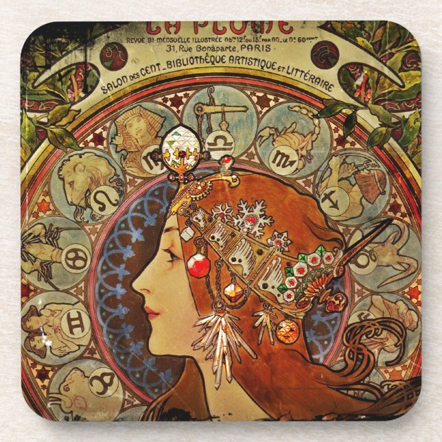 Zodiak Woman by Mucha Coaster (Front)
