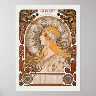 Zodiaque or La Plume Alphonse Mucha Art Nouveau Poster