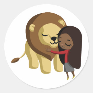 Zoe and Peanut the Lion Classic Round Sticker