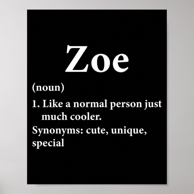 Zoe Name Definition Funny D  Poster (Front)