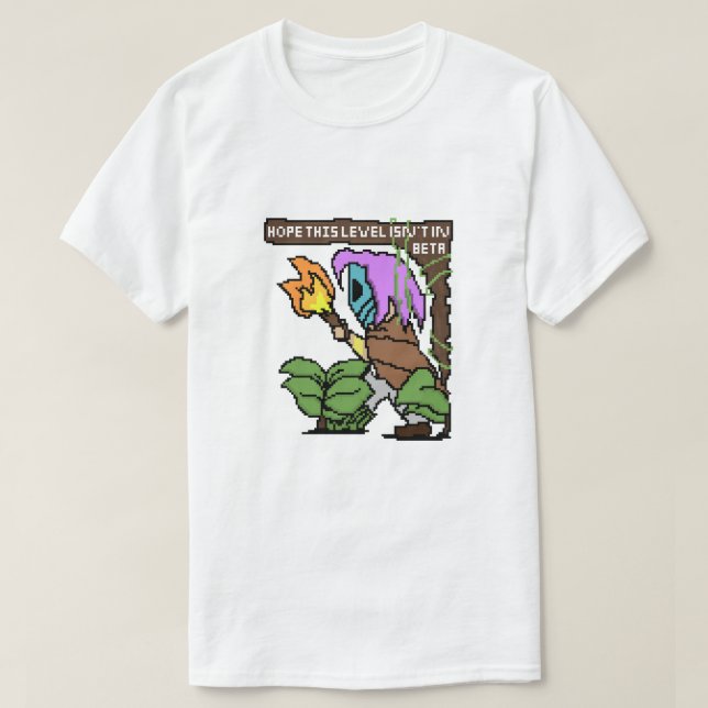 Zoe Pixel Sign – “Beta Level?” T-Shirt (Design Front)