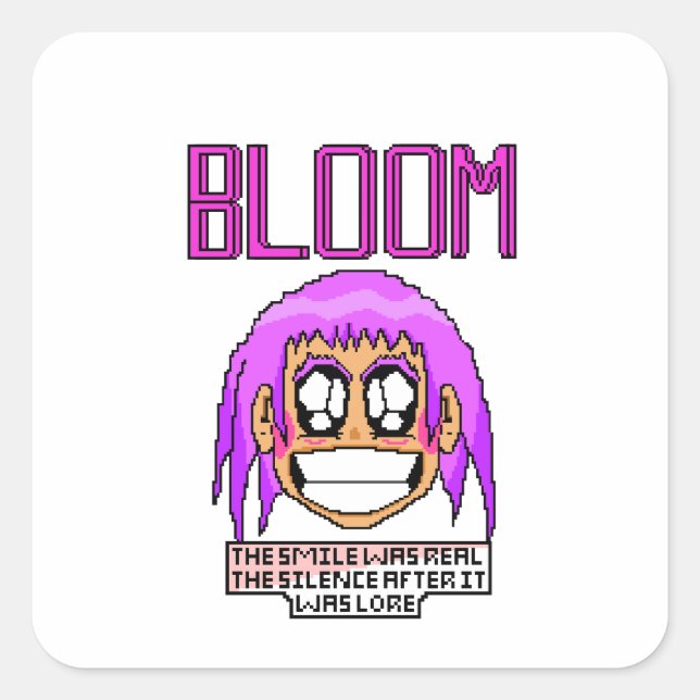 Zoe’s Smile — Handcrafted Pixel Art of Emotion Square Sticker (Front)