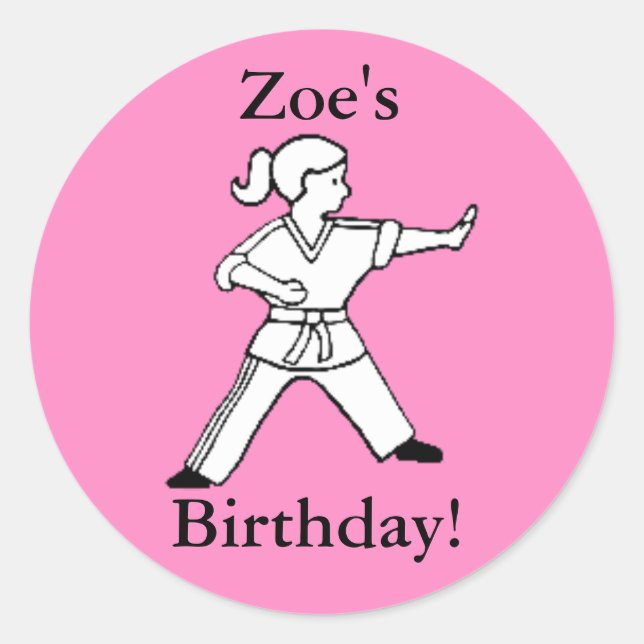Zoe's Birthday Karate stickers (Front)