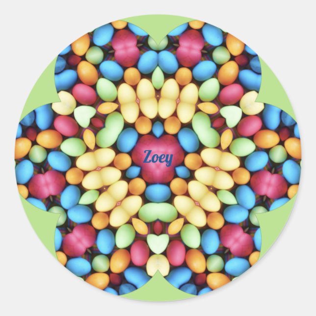 ZOEY ~ EASTER EGGS MULTICOLORED ~ CLASSIC ROUND STICKER (Front)