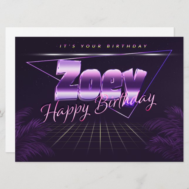 Zoey Name First Name pura retro card Birthday (Front/Back)