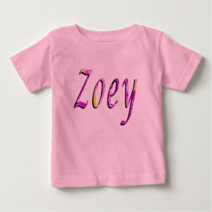 Zoey, Name, Logo, Baby Girl Pink T-shirt