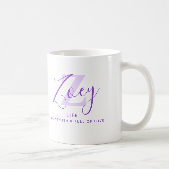 Zoey name meaning monogram Z purple Coffee Mug (Right)