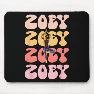 Zoey Retro Name Yoga Hobby Mouse Pad