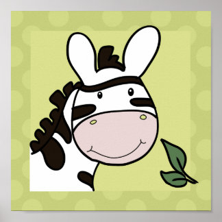 Zoey the Zebra 10x10 Square Print in Green