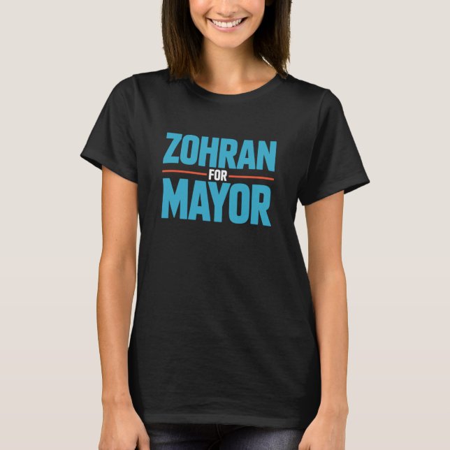 Zohran for Mayor Bold Blue Red Political T-Shirt (Front)