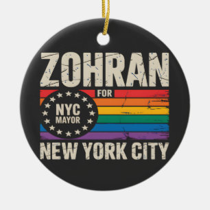 Zohran Mamdani For NYC Mayor LGBTQ Democrat Ceramic Tree Decoration