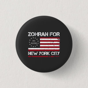 Zohran Mamdani for NYC Mayor with US Flag 3 Cm Round Badge