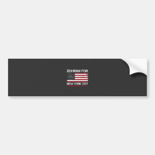 Zohran Mamdani for NYC Mayor with US Flag   Bumper Sticker