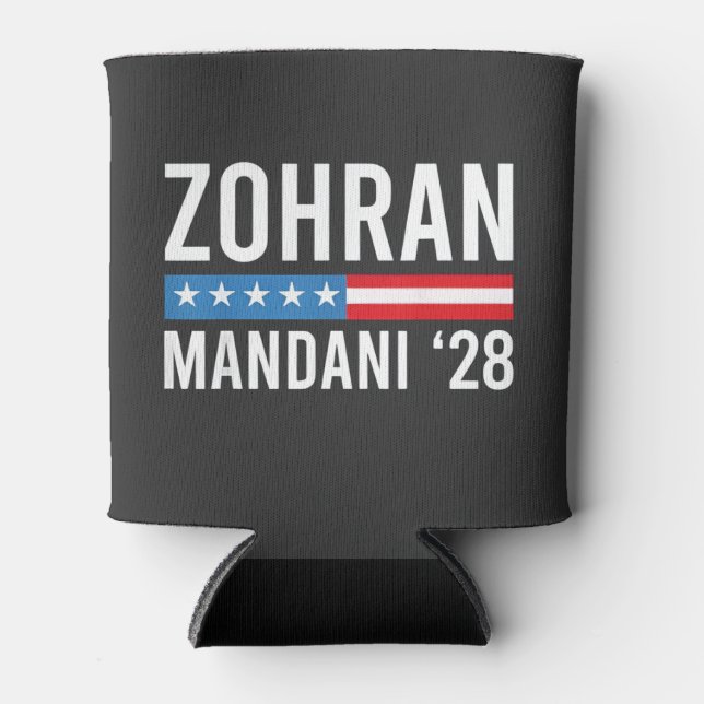 Zohran Mamdani NYC Mayor Candidate USA Flag Can Cooler (Front)