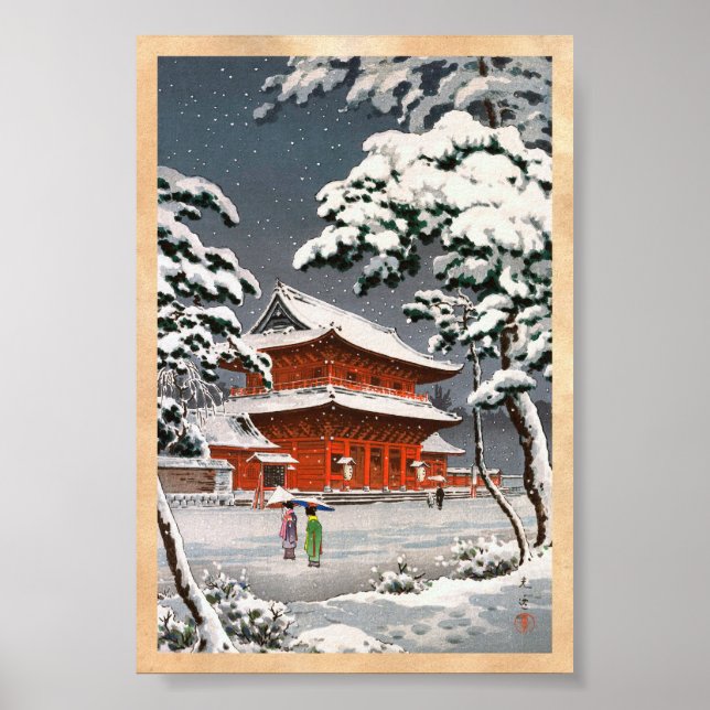 Zojoji Temple in Snow Tsuchiya Koitsu winter scene Poster (Front)