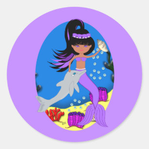 Zola the Purple Mermaid and Dolphin Sticker