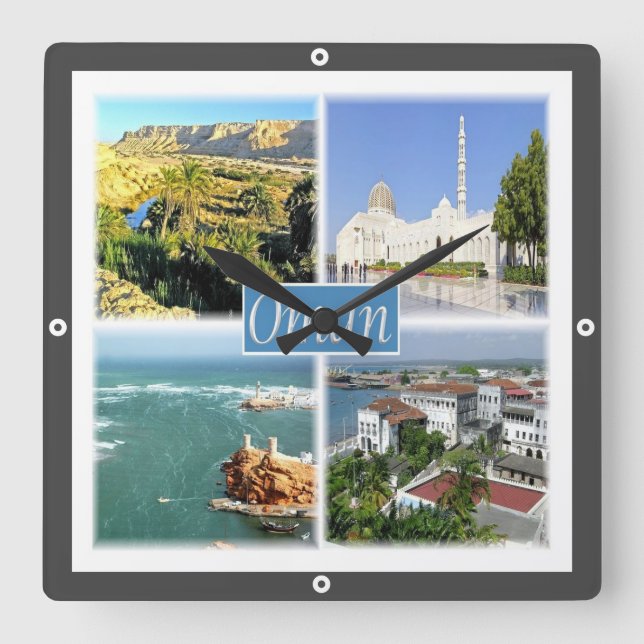 zOM005 OMAN collage, Asia, Square Wall Clock (Front)