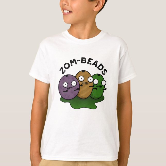 Zom-beads Funny Halloween Zombie Beads Pun  T-Shirt (Front)