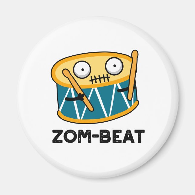 Zom-beat Funny Halloween Zombie drum Pun Magnet (Front)