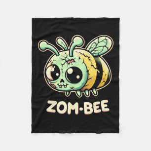 Zom-bee Adorably Creepy Zombie Bee Cartoon Hallowe Fleece Blanket