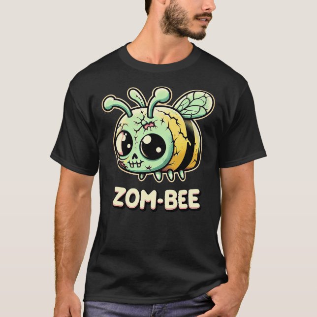 Zom-Bee Adorably Creepy Zombie Bee Cartoon Hallowe T-Shirt (Front)