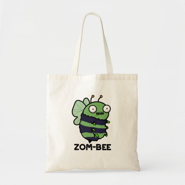 Zom-bee Cute Halloween Zombie Bee Pun Tote Bag (Front)