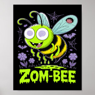 Zom-bee Cute Zombie Bee Funny Halloween Tee Poster