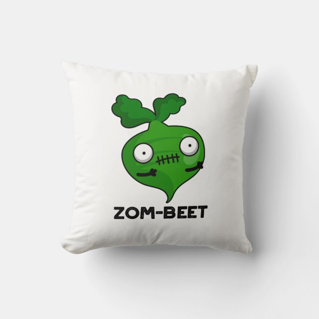 Zom-beet Funny Halloween Zombie Beet Pun Cushion (Front)