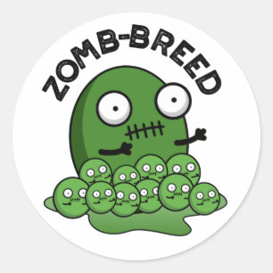 Zom-breed Funny Halloween Zombie Breed Pun Classic Round Sticker