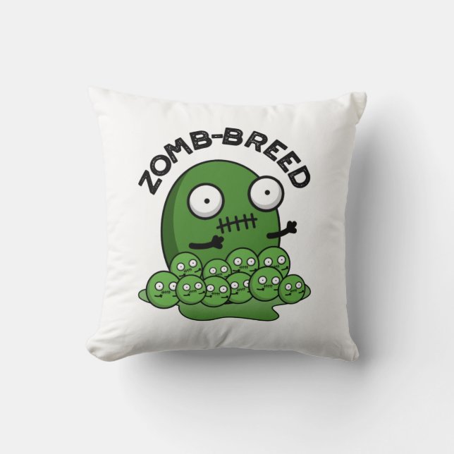 Zom-breed Funny Halloween Zombie Breed Pun Cushion (Front)