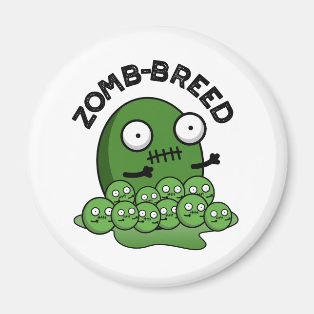 Zom-breed Funny Halloween Zombie Breed Pun Magnet (Front)