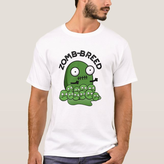 Zom-breed Funny Halloween Zombie Breed Pun T-Shirt (Front)
