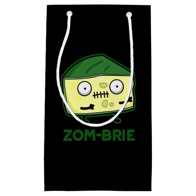 Zom-brie Funny Zombie Pun Dark BG Small Gift Bag (Front)