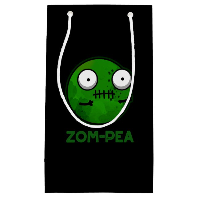 Zom-pea Funny Zombie Pea Pun Dark BG Small Gift Bag (Front)