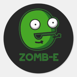 Zomb-E Funny Halloween Zombie Alphabet Pun Classic Round Sticker