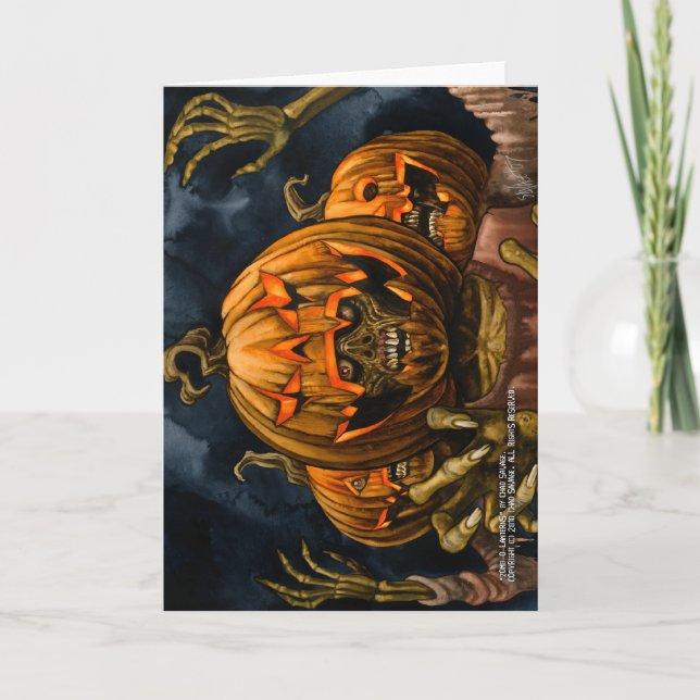 Zomb-O-Lanterns Greeting Cards (Front)