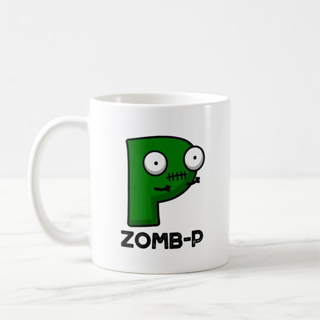 Zomb-P Funny Halloween Zombie Alphabet Pun  Coffee Mug (Left)