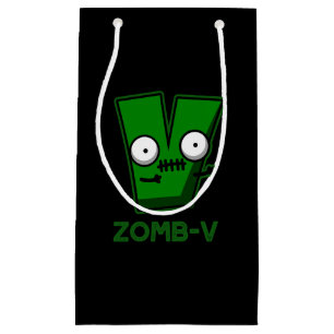 Zomb-V Funny Halloween Zombie Alphabet Pun Dark BG Small Gift Bag