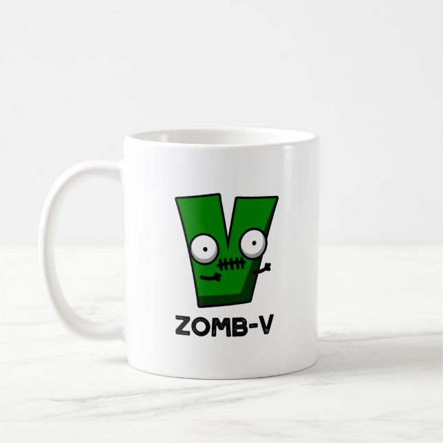Zomb-V Funny Halloween Zombie Alphabet V Pun  Coffee Mug (Left)