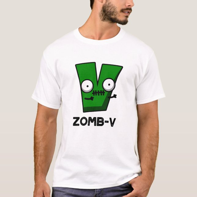 Zomb-V Funny Halloween Zombie Alphabet V Pun  T-Shirt (Front)