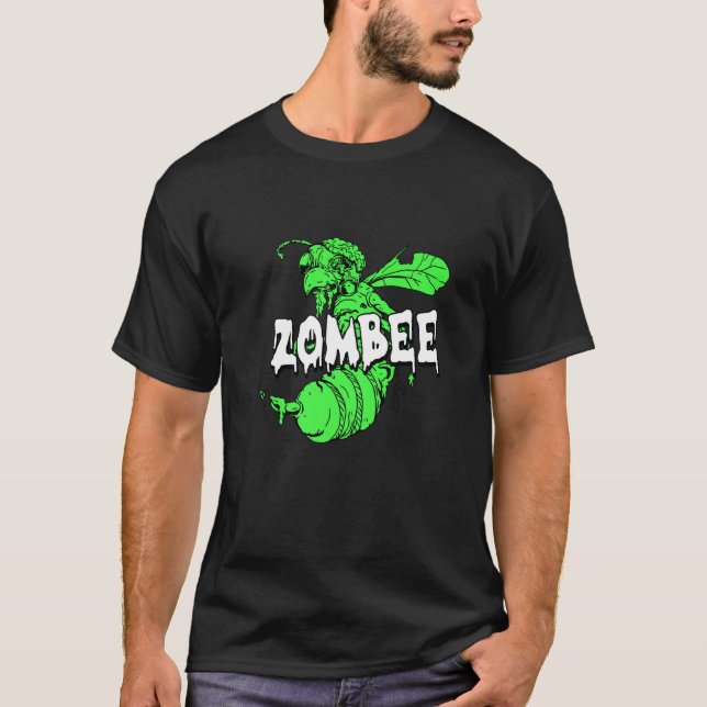 Zombee  Halloween Costume Cool Bee Zombie Pun Beek T-Shirt (Front)