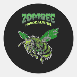 Zombee Havocalypse Spooky Funny Halloween Bee Whoc Classic Round Sticker
