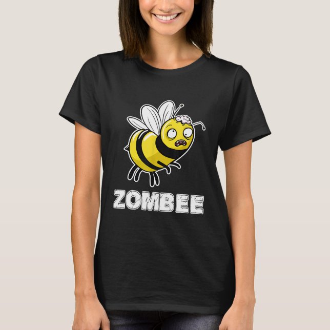 Zombee Pun Halloween Zombie Bee T-Shirt (Front)
