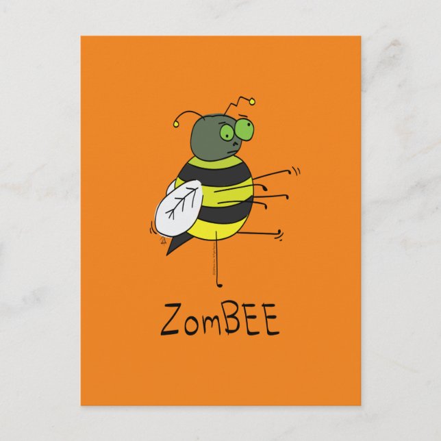ZomBEE Zombie Bee Funny Postcard (Front)