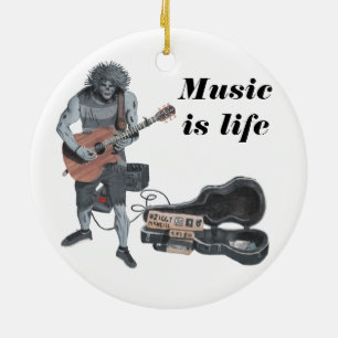 Zombie Acoustic Guitar Music Fantasy Art Ornament