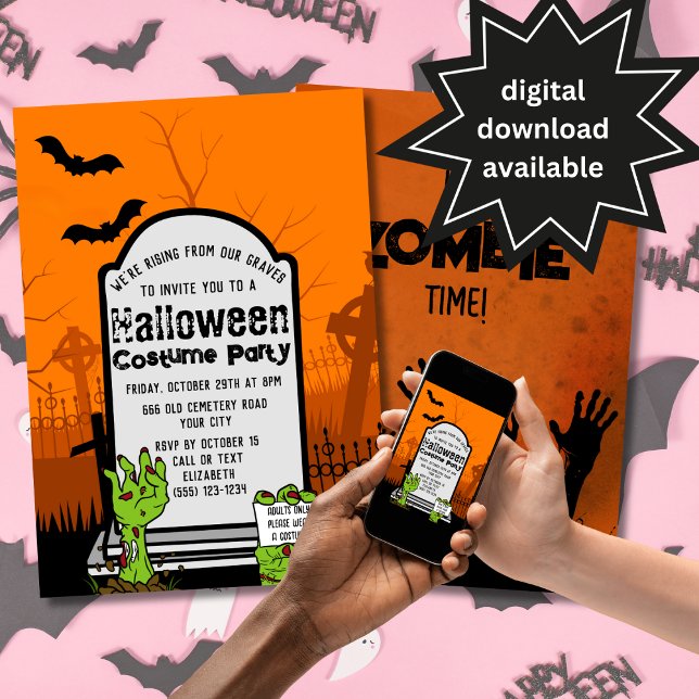 Zombie Adult Halloween Costume Party Invitation (Creator Uploaded)