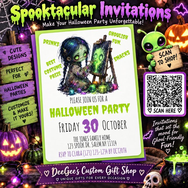 Zombie & Alien Halloween Party Invitations (Creator Uploaded)