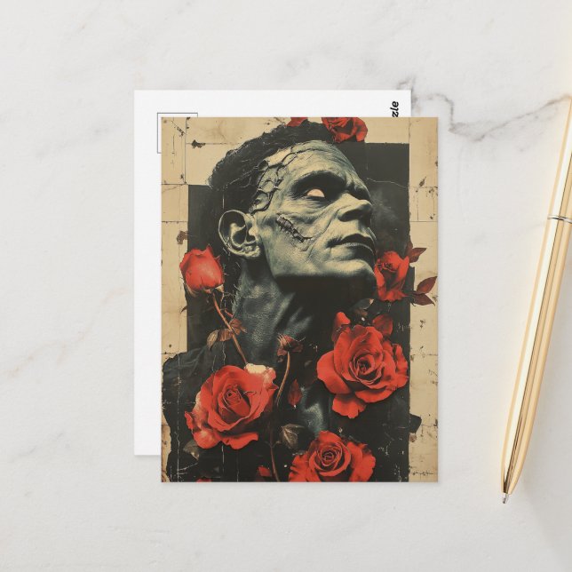 Zombie and Roses Postcard (Front/Back In Situ)